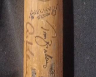 1984 tom brokens game used bat with 1948 and 1968 autographs great piece