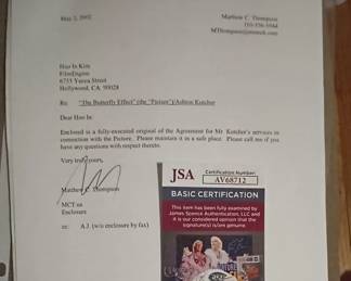 ashton kutcher original butterfly effect contract. this is the original contract. very rare jsa certified