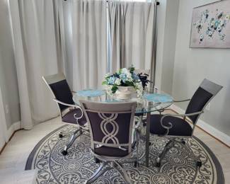 Kitchen table, glass and metal