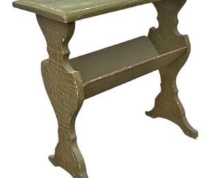 Rustic Green End Table with Magazine Rack