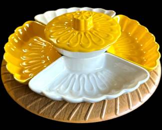 Vintage California Pottery Lazy Susan Set