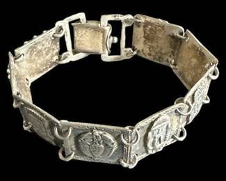 Vintage SilverTone Aztec Link Bracelet