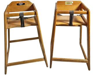 2x Wooden Restaurant High Chairs