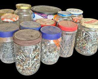 Screws, Bolts and Nails in Jars