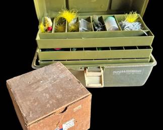 Vintage Tackle Box with Fishing