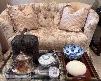 Custom tufted settee 