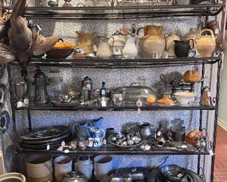 Wow.  This Is an incredible antique French bakers rack full of interesting things. Details in pictures to follow. 