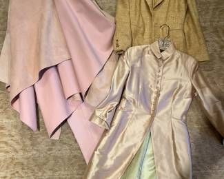 All Ralph Lauren Purple and Black label: Lamb suede pink wrap coat, 100% linen blazer, 100% silk jacket