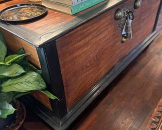 Large scale antique trunk (66” L x 30.5” D x 33” H)