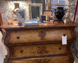 Bombay three-drawer chest, Crest Silver Co lamp