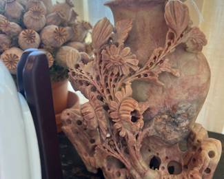 Hand carved soap stone vase