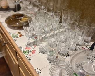 Baccarat water and wine glasses. William Yeoward vase