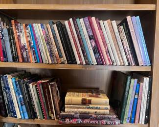 Zoom in for titles. Includes large collection of French design books, antique collecting books, and much more