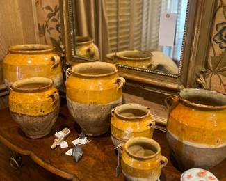 Beautiful collection of French terracotta confit pots, Herend and Royal Copenhagen accessories 