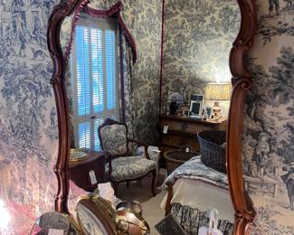 French carved wood mirror