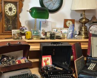 Smith Corona typewriters mint condition, large selection of vintage and antique clocks