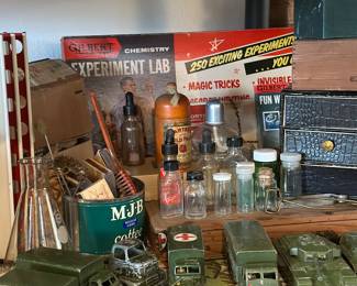 Vintage Kids Chemistry Set, Dinky Toys