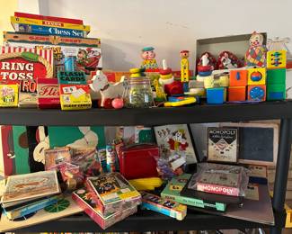 All Vintage and collectible toys, puzzles, games. Fisher Price, Monopoly Games with boards