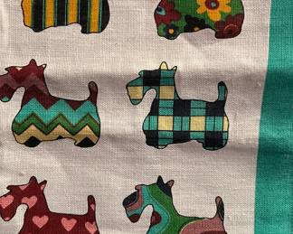 Linen Scottie Dish Towel