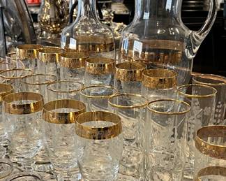 24K Gold Cellini Beautiful Etched Blown Crystal