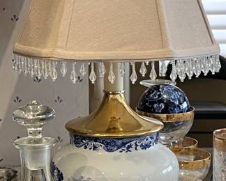 Spode BLue and White w Gold Accent Lamp