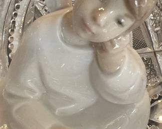 Lladro NAO Angel Thinking w Tambourine