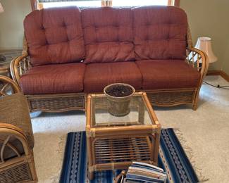 Braxton Culler Rattan Sofa, End Table