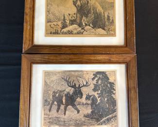R.H.Palenske Framed Gold Etchings