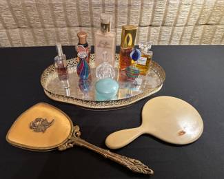 Vintage Perfumes and hand mirrors