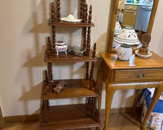 Tiered Shelf and mirrored Hall Tree