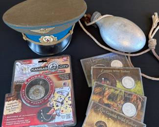 Soviet Pilot Visor, Pocket Watch, Turkey Coins