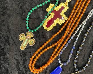 Real Amber beads Variety of crosses with beaded necklaces

