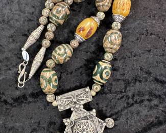 Large necklace with Ethiopian cross