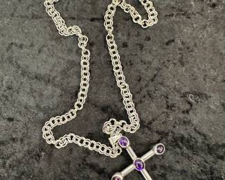 Silver cross, With long chain