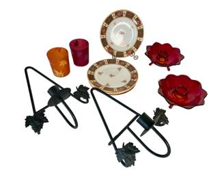 Sconces, Glass Candlesticks, Votives, D.P.S. England Appetizer Plates