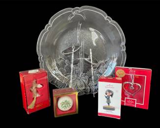 Lenox, Hallmark, Mikasa Ornaments & Glass Platter (L)