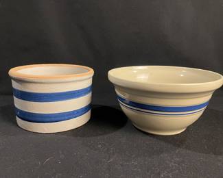 Roseville Bowl & Stoneware Crock Vintage