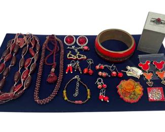 Red Earrings, Pins, Bracelets & Necklaces