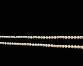 12K Gold Fill Pin With 2 Rubies And 2 Pearls & Pearl Necklace