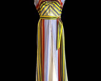 70s Striped Maxi Jumpsuit, Size S