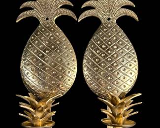 Pair Of Brass Pineapple Wall Sconces (2)