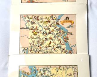 State Caricature Prints: Washington, Nebraska, Missouri