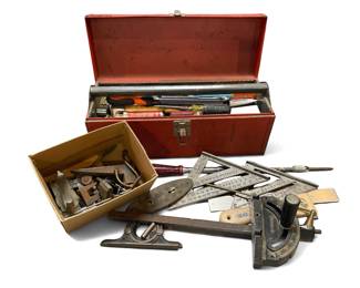 Craftsman Miter Gauge, Kennedy Tool Box, Speed Squares & Misc