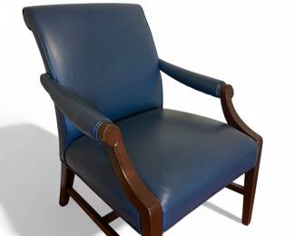 Leather And Mahogany Conference/Guest Chair - Blue