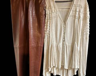 Free People Escada, Blouse, 100 Leather Pants
