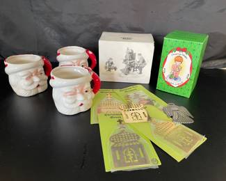 Santa Mugs Japan Vintage, Dept 56 Christmas Bazaar, Avon Joy Of Christmas, Ornaments