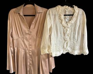Chic Blouses, Neiman Marcus Satin Blouse With Styled Bodice