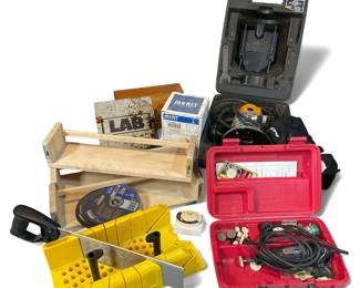 Craftsman Rotary Tool, Black & Decker Router Kit, Sharpening Stone In Wooden Box, Saw
