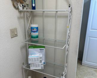 Bakers rack with glass shelves