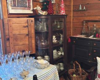 China cabinet and lots of glassware 
